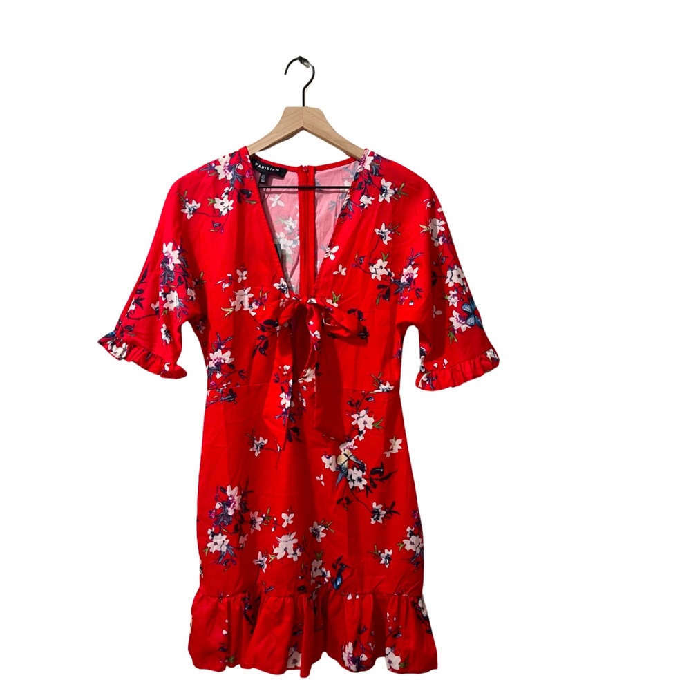 NWT Parisian Works Multi-Color Floral Print Mini Ruffle Dress Size 12